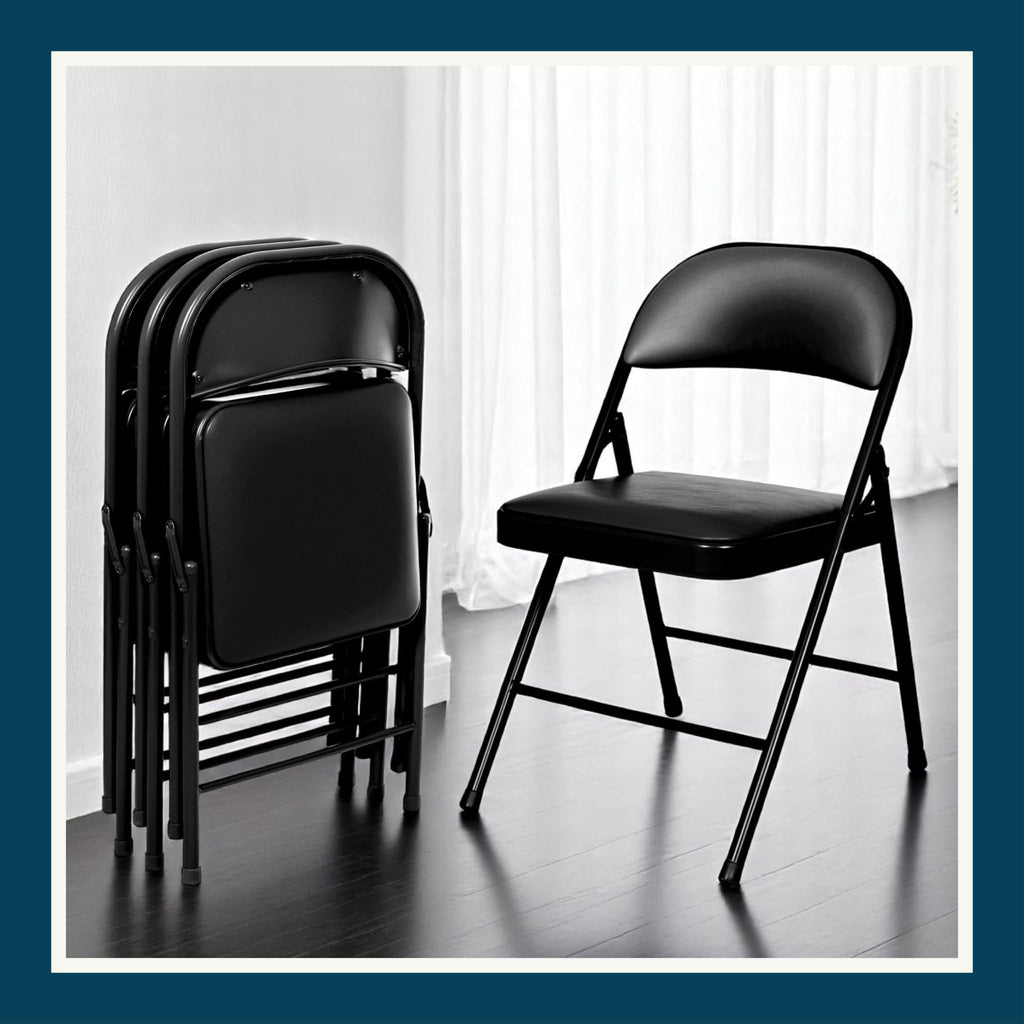 Black Vinyl Padded Steel Folding Chairs 4-Pack P491