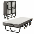 Folding Bed with Mattress, 75" x 31" Portable Rollaway Bed, Metal Frame Guest Bed with Memory Foam Mattress P920893