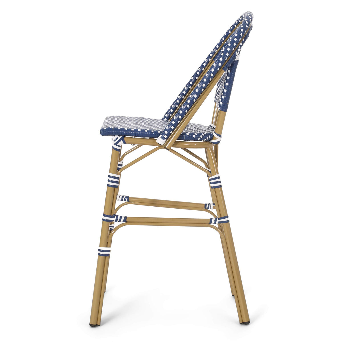 Teal Blue Wicker Rattan Bar Stools Set of 2 Aluminum Frame P22139