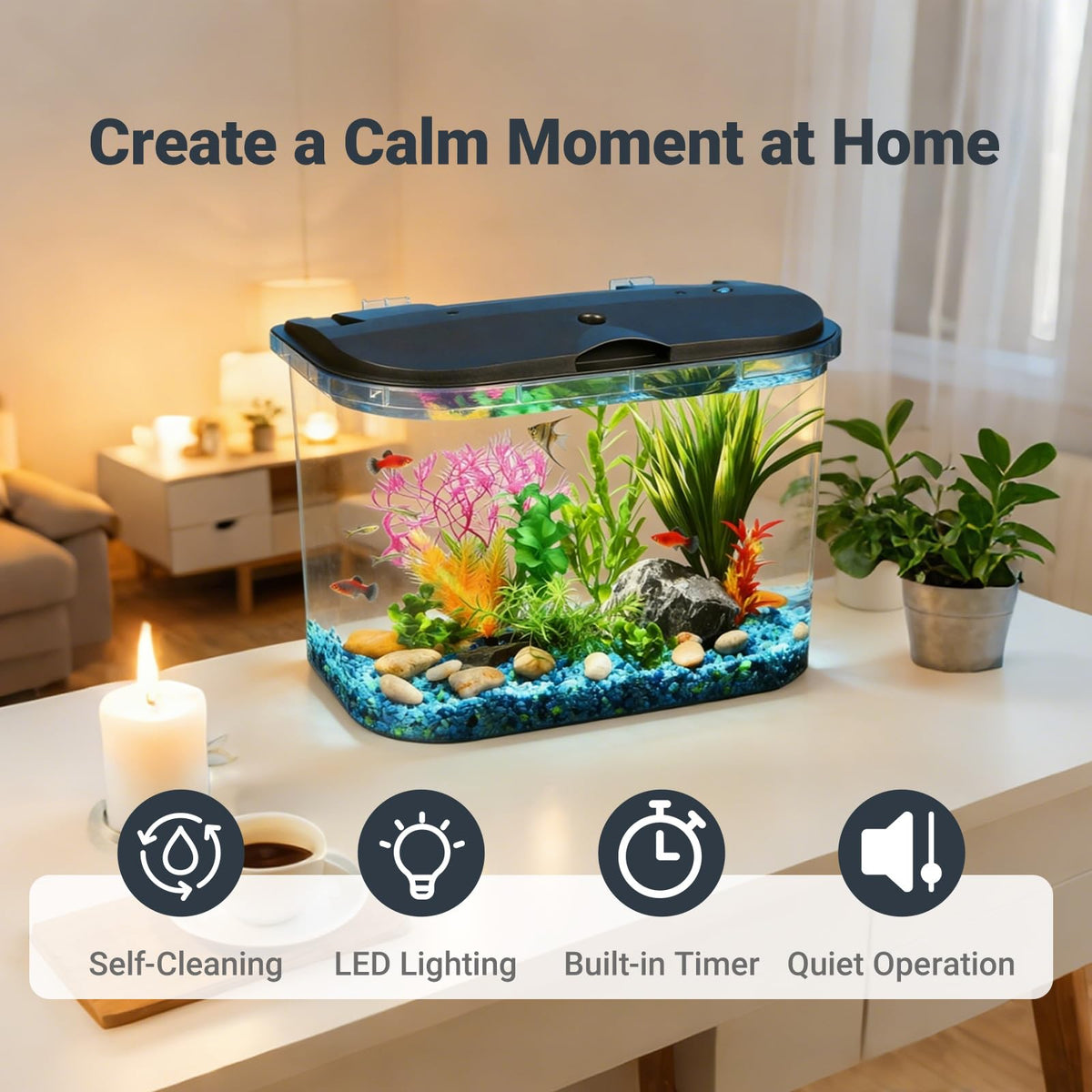 5-Gallon Aquarium Kit with LED Lighting and Power Filter D7591