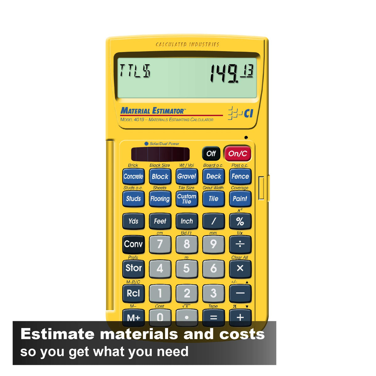 Material Estimator Calculator and Study Guide I65911