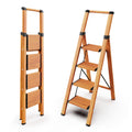 4 Step Ladders, 300lbs Load, 36'' Top Step, Wood Grain J161