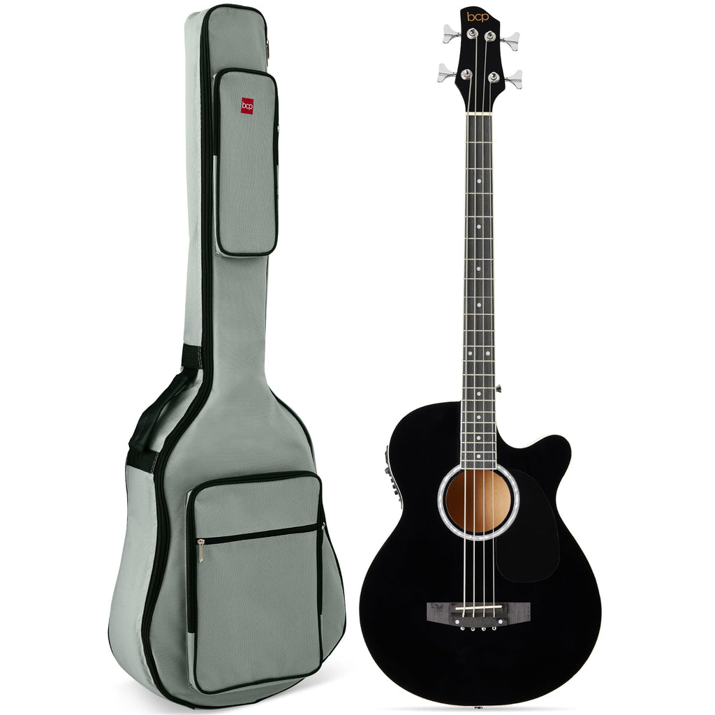 Full Size 4 String Black Acoustic Electric Bass Guitar C30259