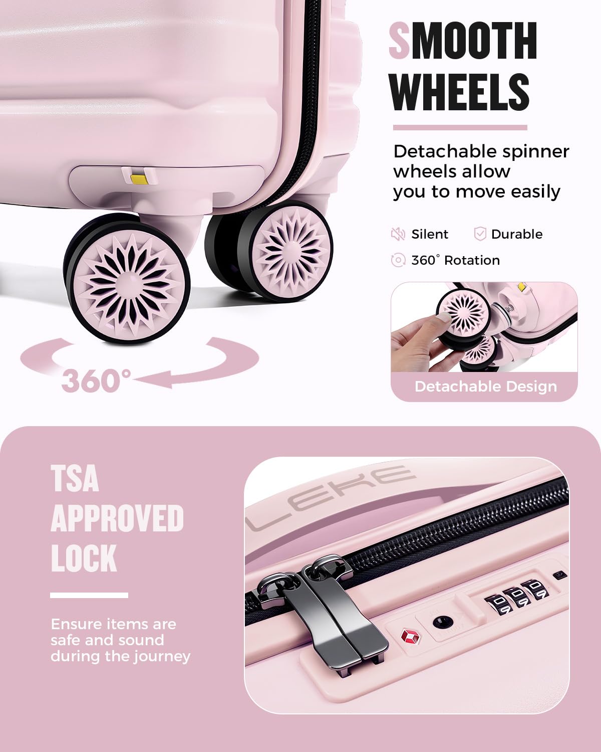 16 Inch Underseat Carry On Luggage Light Pink I73692