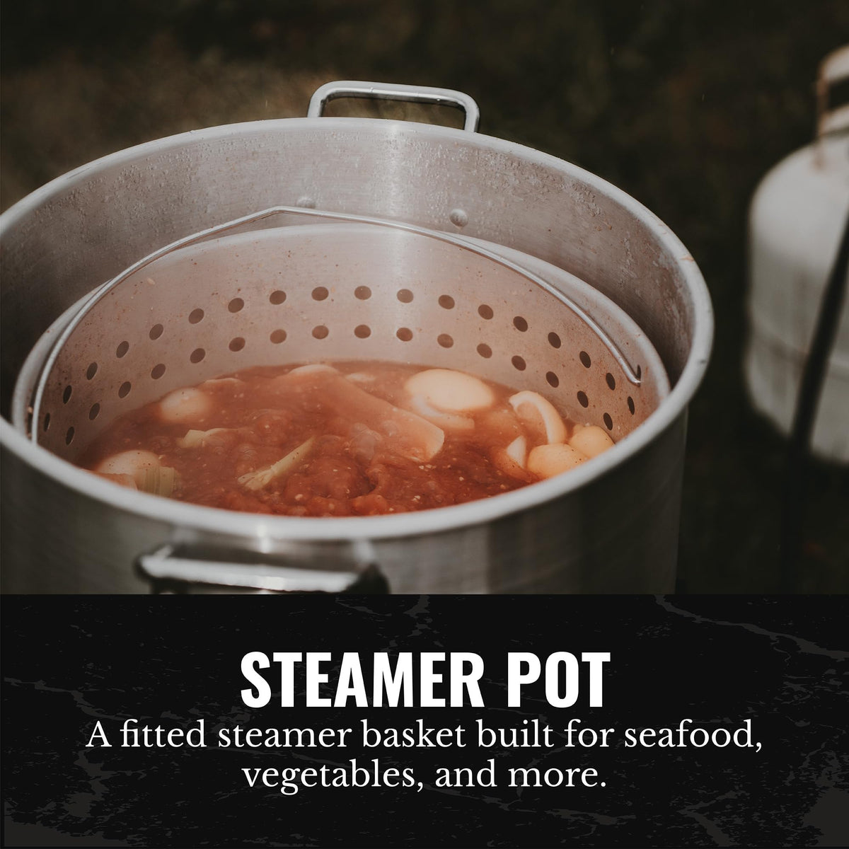 60Qt Aluminum Stock Pot with Strainer and Lid Q1746
