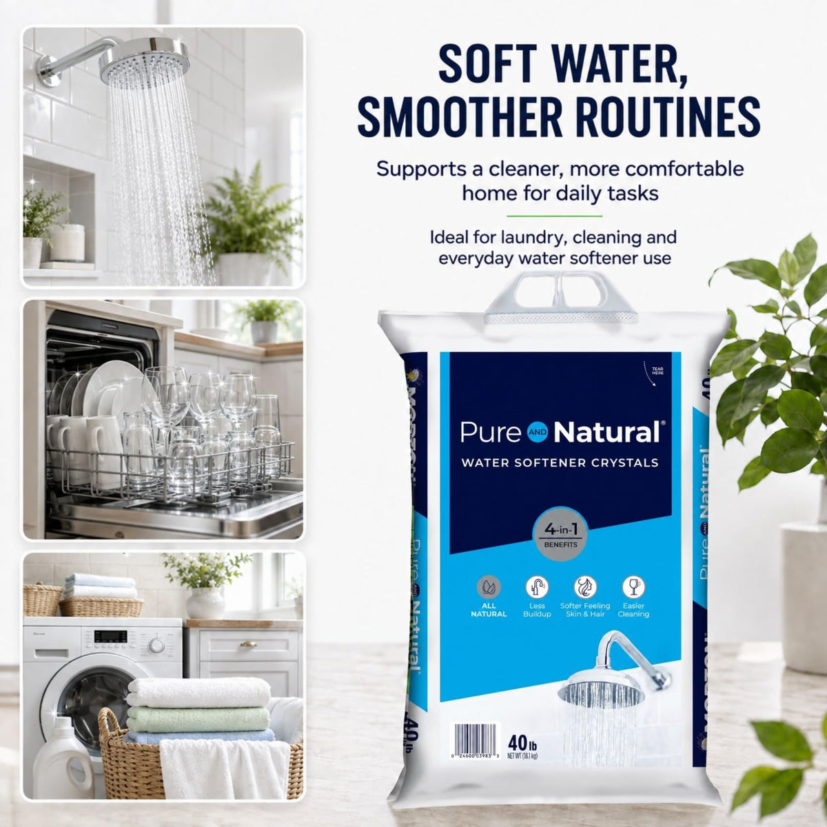 Water Softener Salt Crystals 40 lb 2 Pack J29714