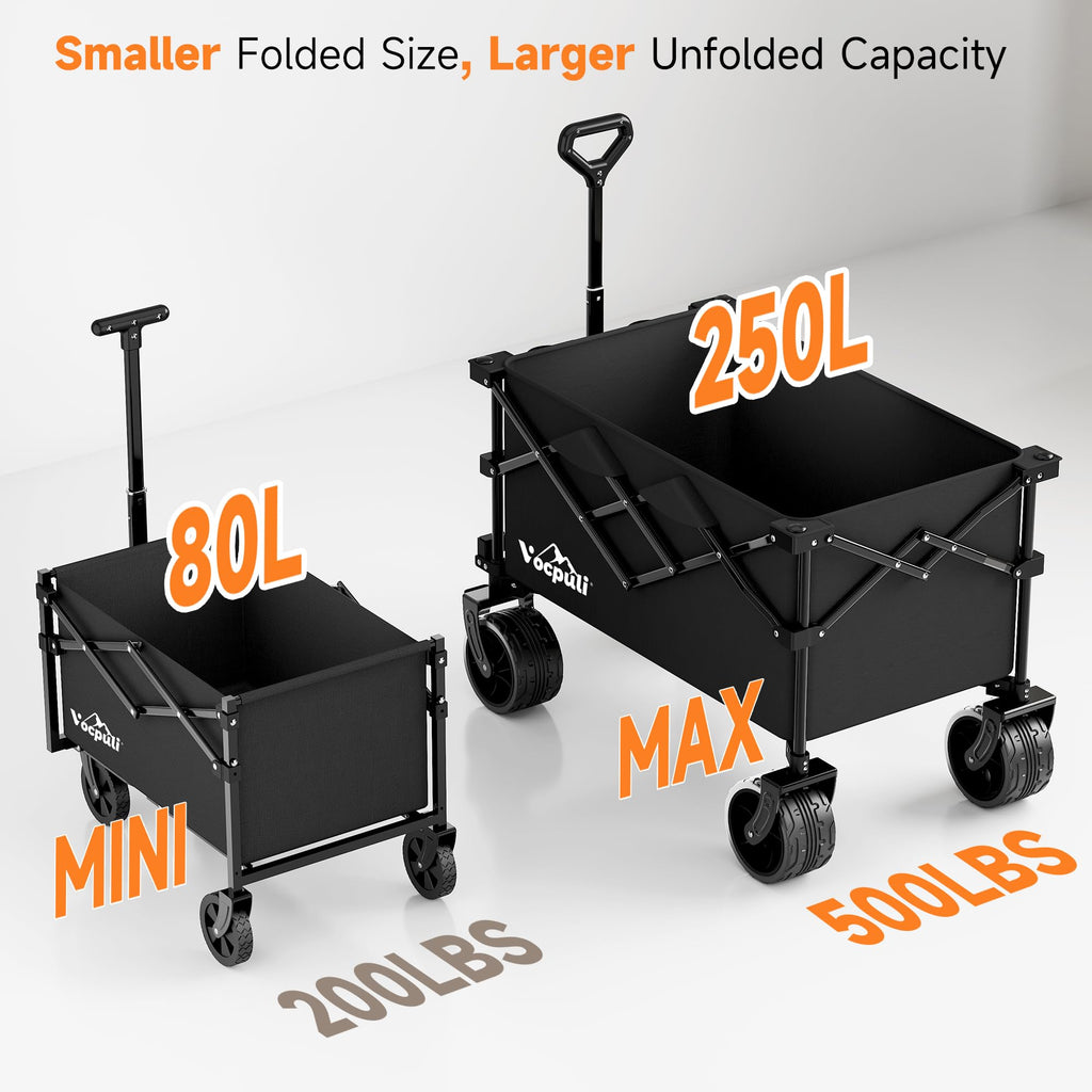 40" Black Collapsible Wagon Cart 500lbs 250L F764209