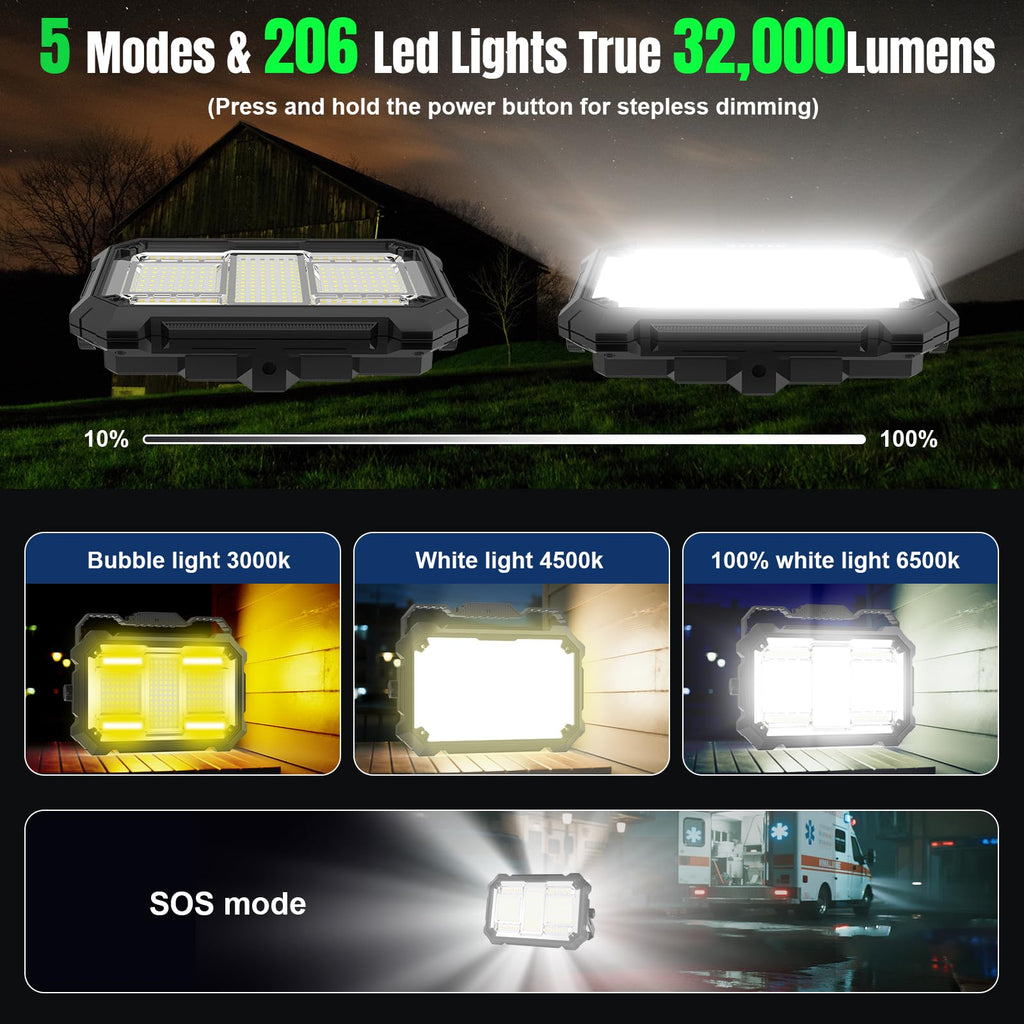 400W 32000LM Rechargeable Magnetic LED Work Light V618433