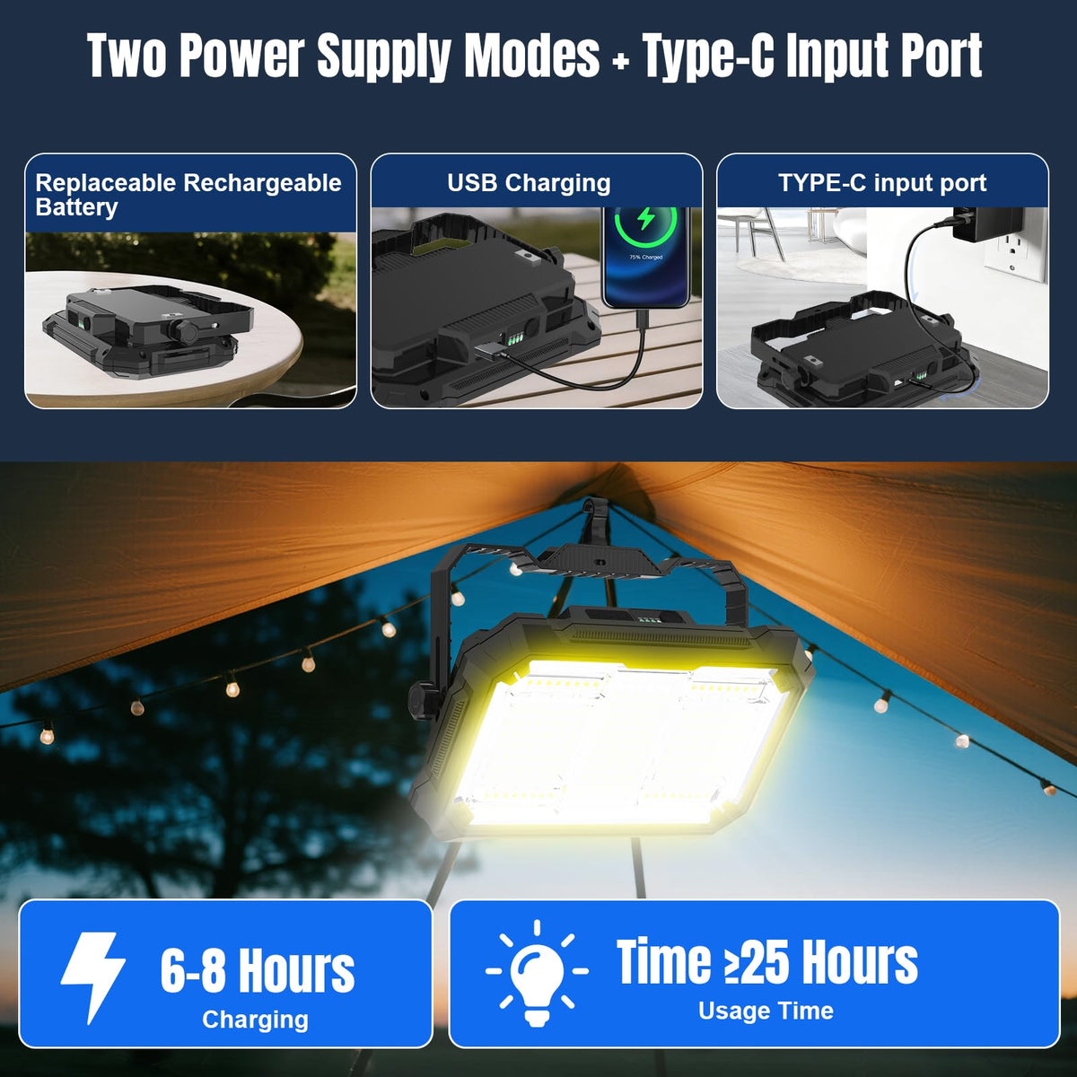 400W 32000LM Rechargeable Magnetic LED Work Light V618433