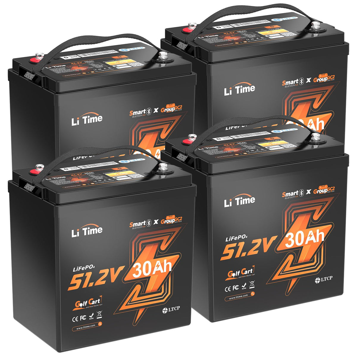 4 Pack 48V 30Ah LiFePO4 Lithium Battery with Bluetooth N577504