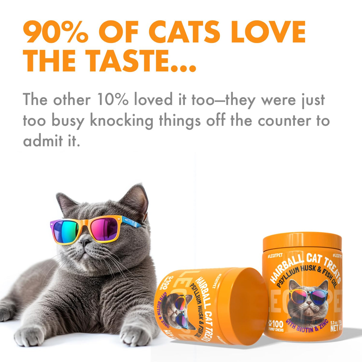 Cat Hairball Supplement with Apple Pomace and Psyllium Husk 100 Chews H636