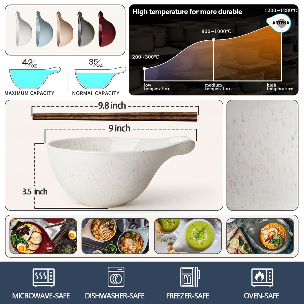 42oz Ceramic Ramen Bowl Set of 4 D35745