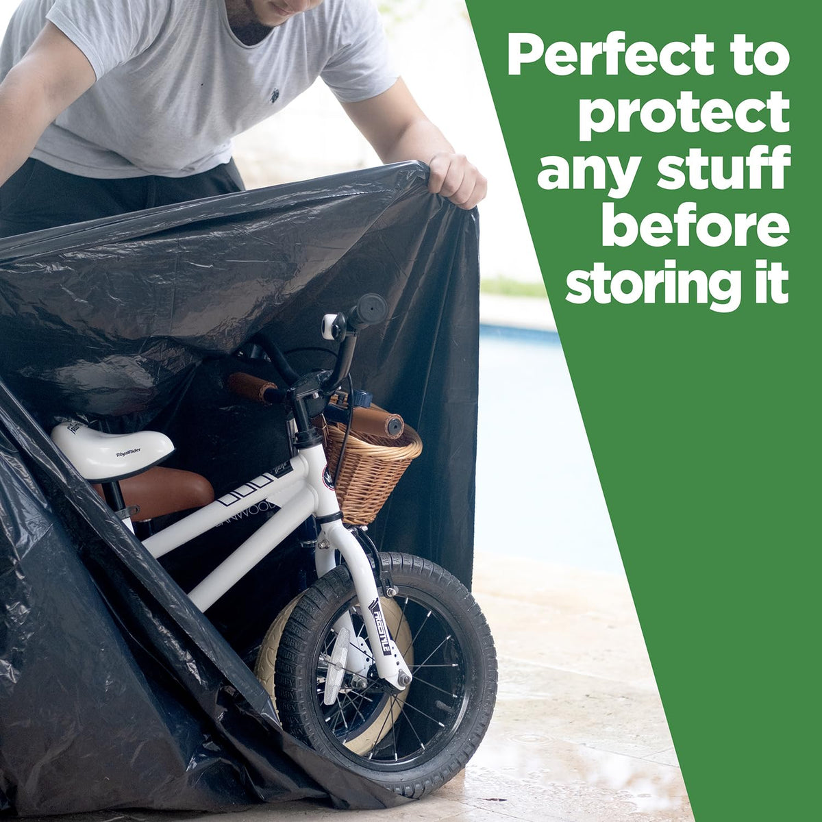 95 Gallon Heavy Duty Contractor Trash Bags, 50 Ct, Black, 1.2 Mil I9324