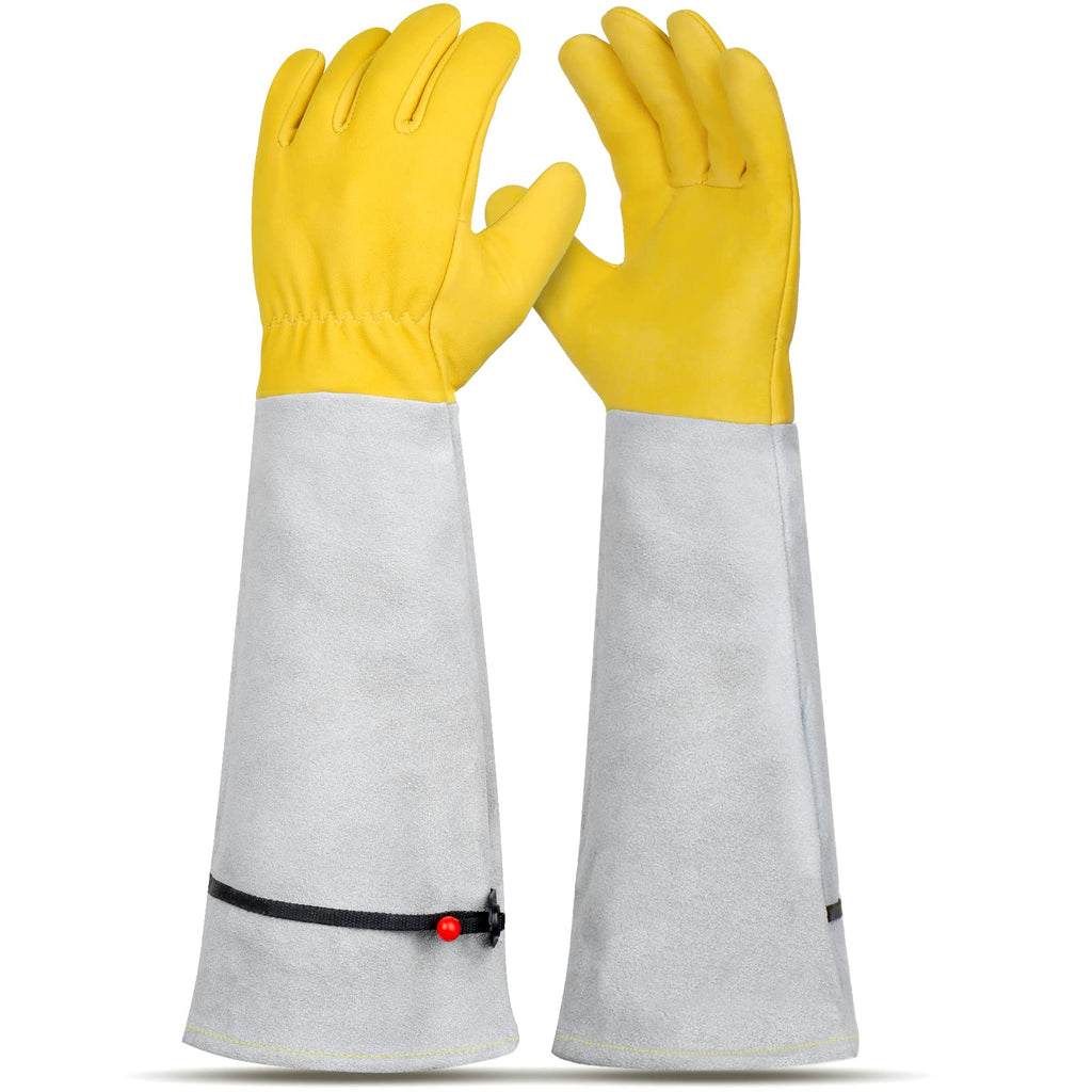Long Leather Gardening Gloves with Adjustable Cuff O966195