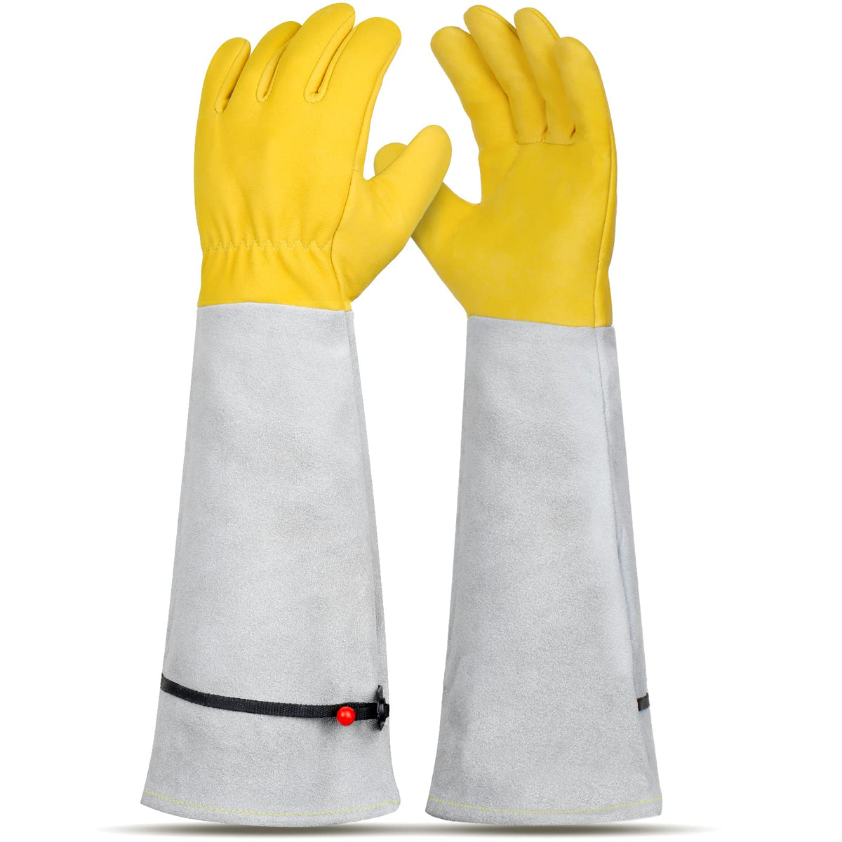 Long Leather Gardening Gloves with Adjustable Cuff O966195
