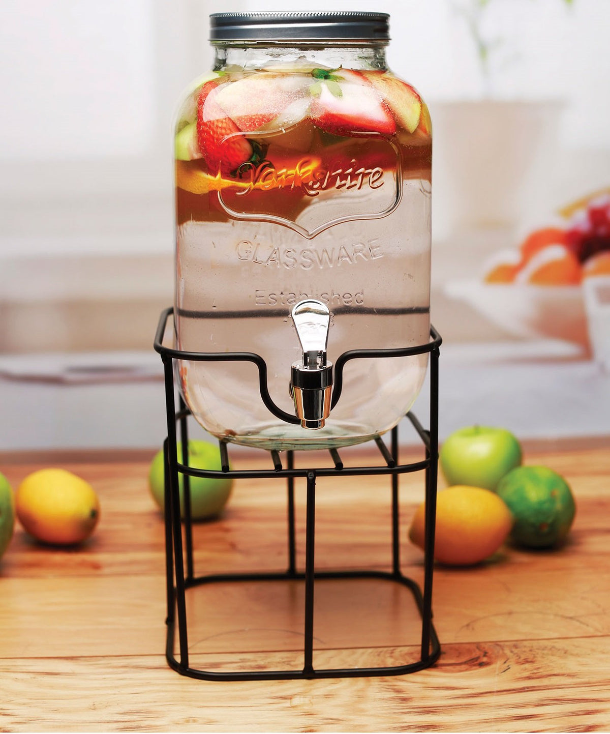 Mason Jar Glass Beverage Dispenser with Metal Stand, 1 Gal G14637