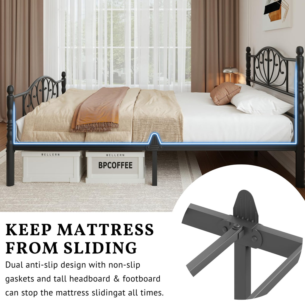 12" Metal Full Platform Bed Frame with Headboard G426