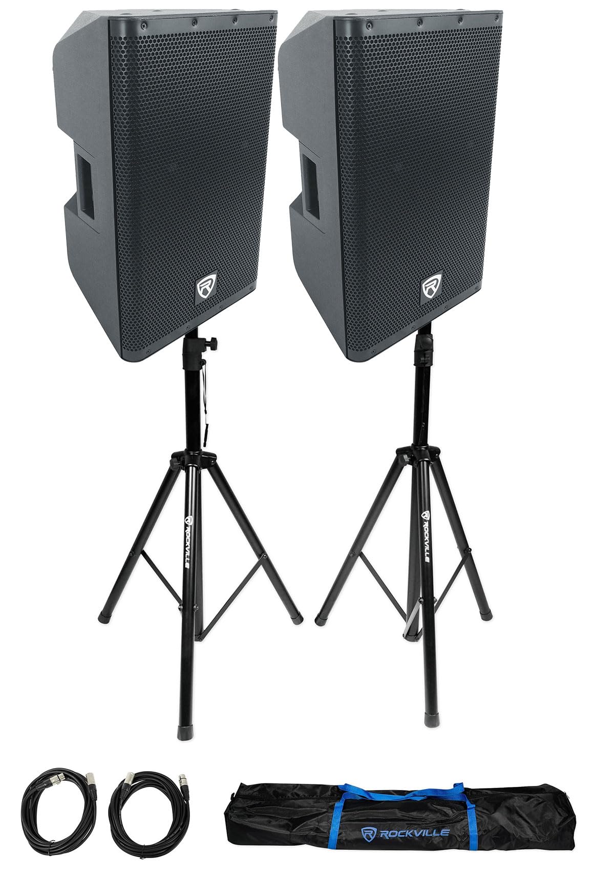 12" Powered DJ PA Speaker Pair with Stands M2778