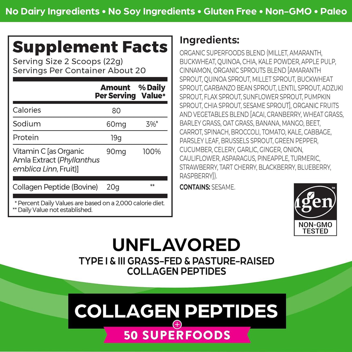 Hydrolyzed Collagen Powder with Organic Superfoods P41197