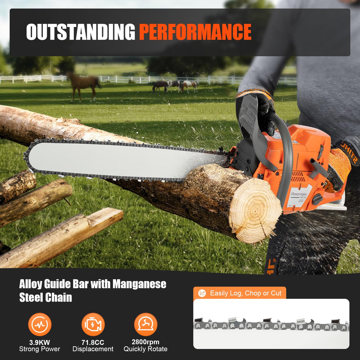 72CC Gas Chainsaw 2 Stroke 24'' Guide Board H649345