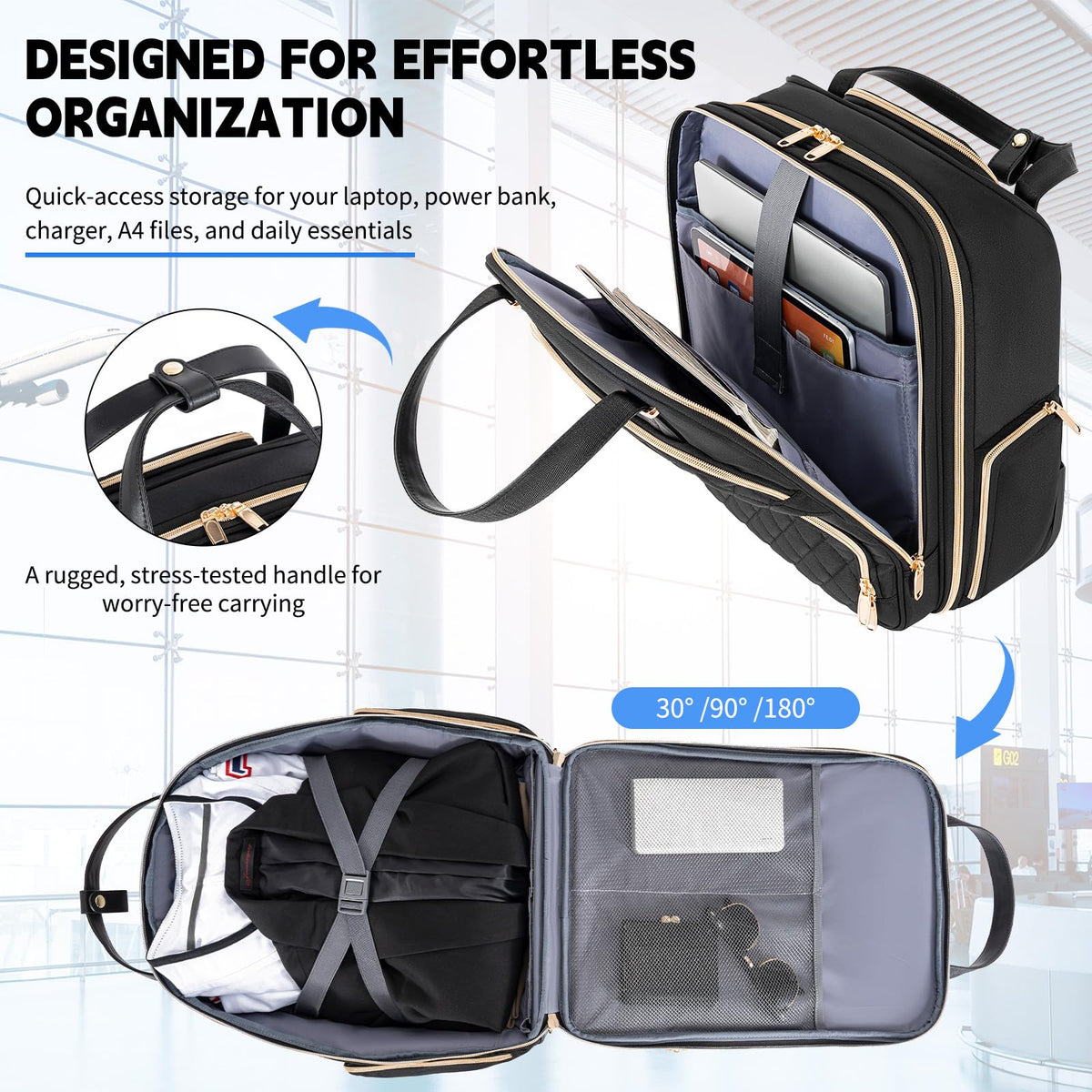 Underseat Carry On Luggage with Wheels, Black, 17" N489447