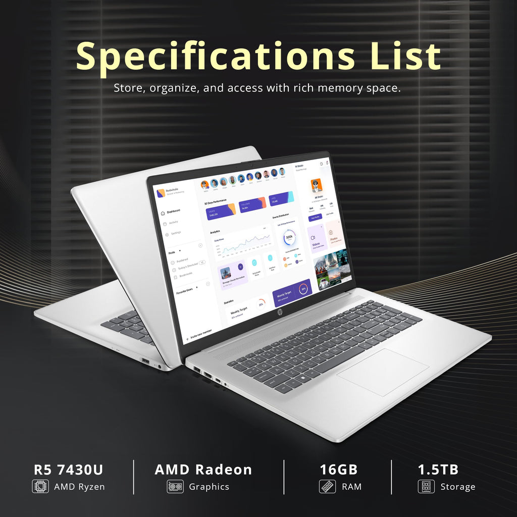 17.3" HD+ Touchscreen Laptop, AMD Ryzen 5, 16GB RAM, 1.5TB Storage, Silver M586