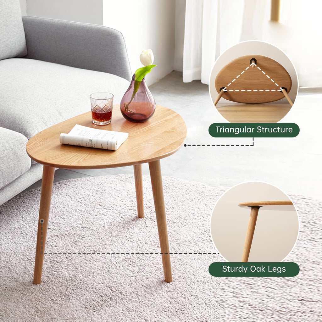 Oval Solid Oak Wood Coffee Table V73892
