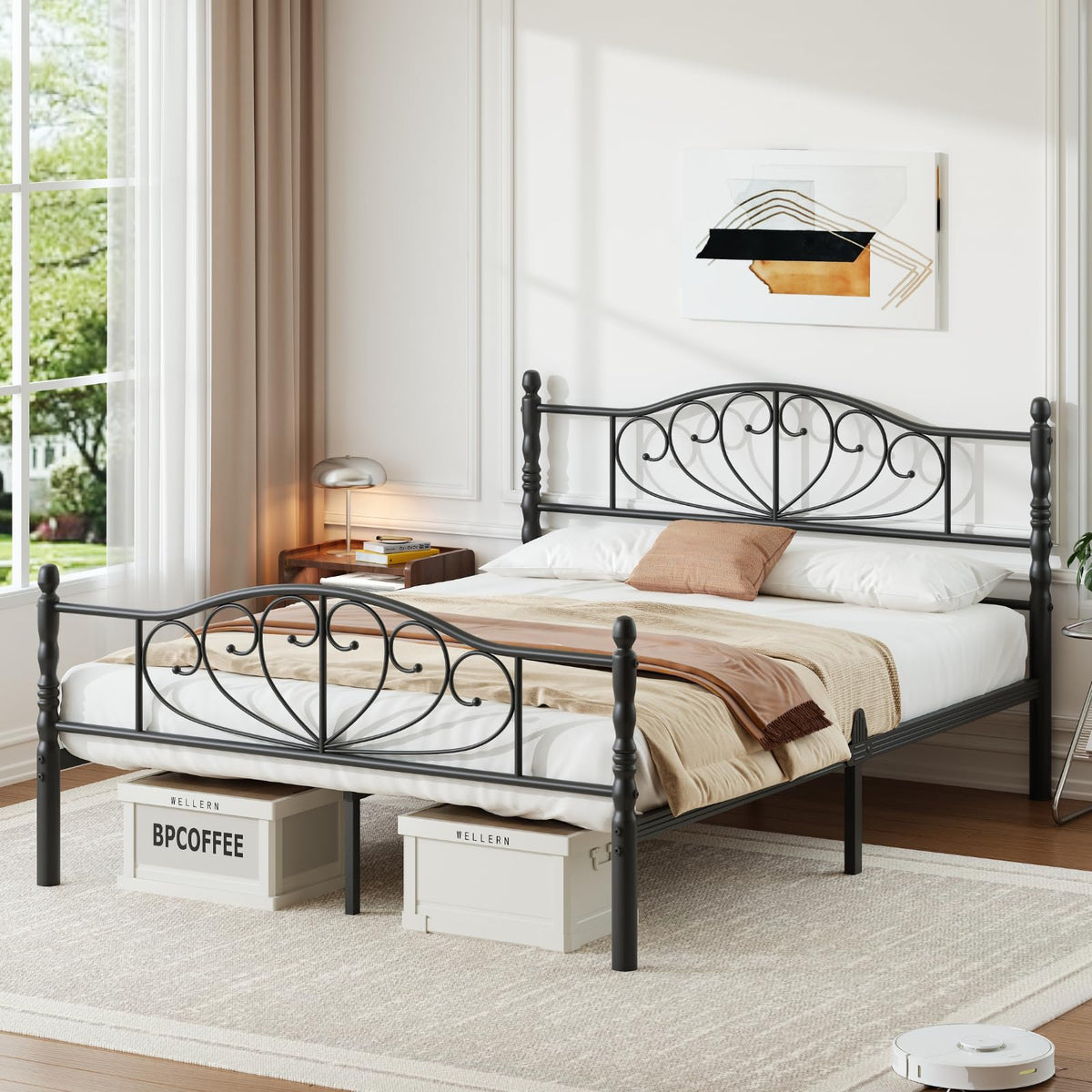 12" Metal Full Platform Bed Frame with Headboard G426
