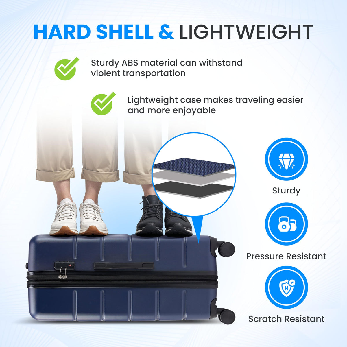 20 Inch Expandable Hardside Carry On with Spinner Wheels Blue T440536