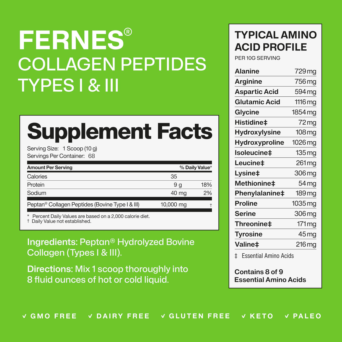 Collagen Peptides Type I & III Hydrolyzed Protein J368