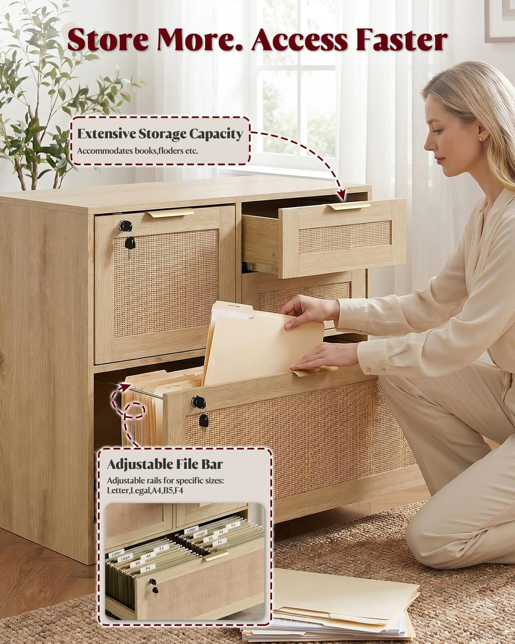 4 Drawer File Cabinet with Lock I125212