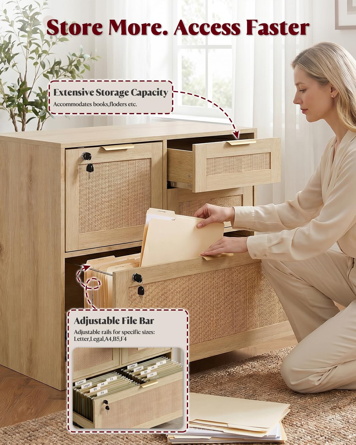 4 Drawer File Cabinet with Lock I125212
