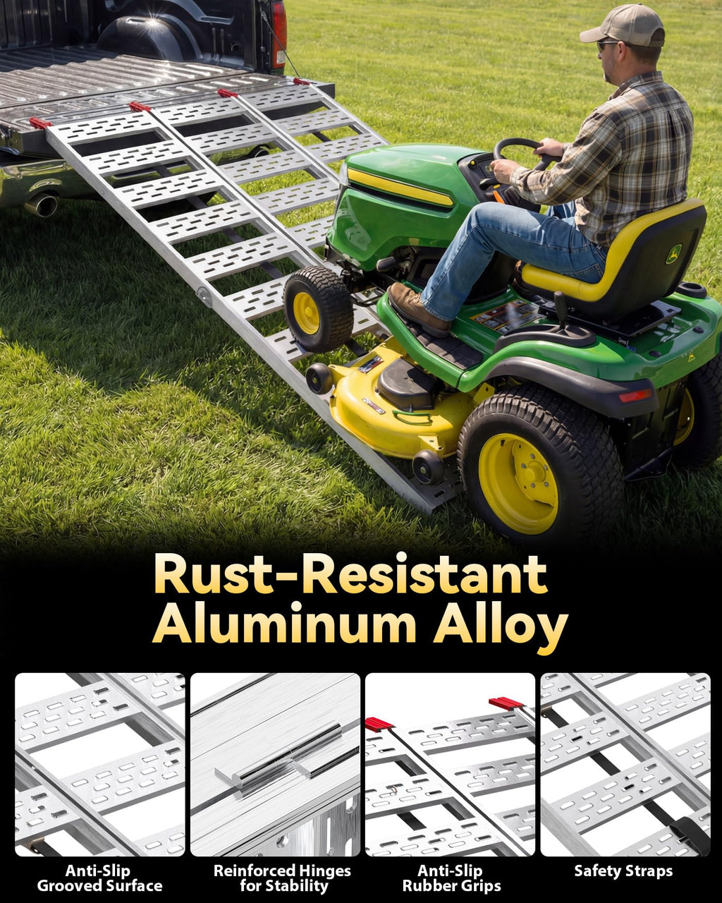 Tri-Fold Aluminum Loading Ramp, 1500 lbs Capacity, 76''L × 50''W N813