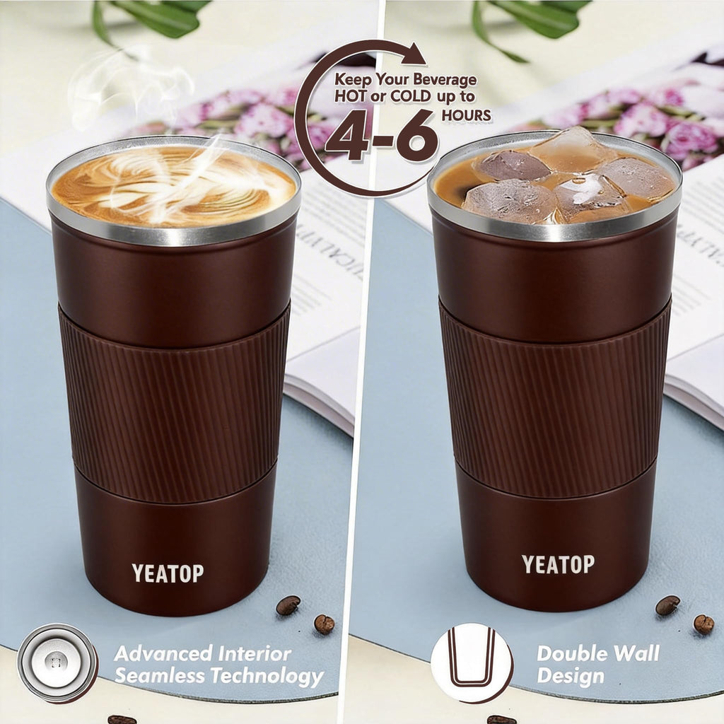16 oz Stainless Steel Insulated Travel Coffee Mug with Lid V87288
