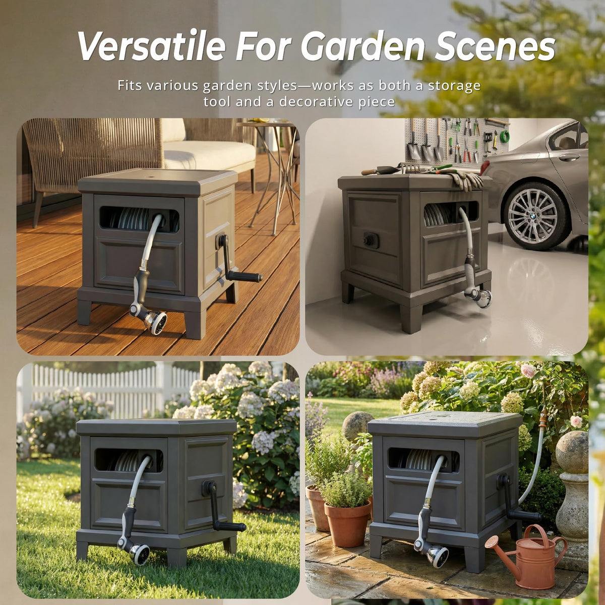 Heavy Duty Steel Garden Hose Reel Deck Box K2998