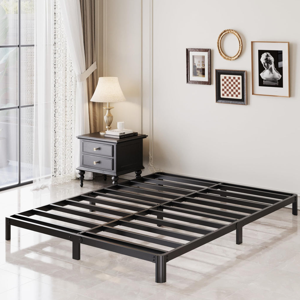 Black 7 Inch Queen Metal Platform Bed Frame N8533