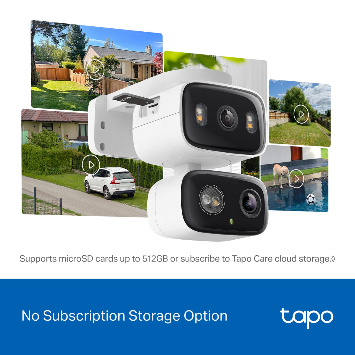 2K Indoor/Outdoor Dual Lens Pan/Tilt Wired Security Camera K98576