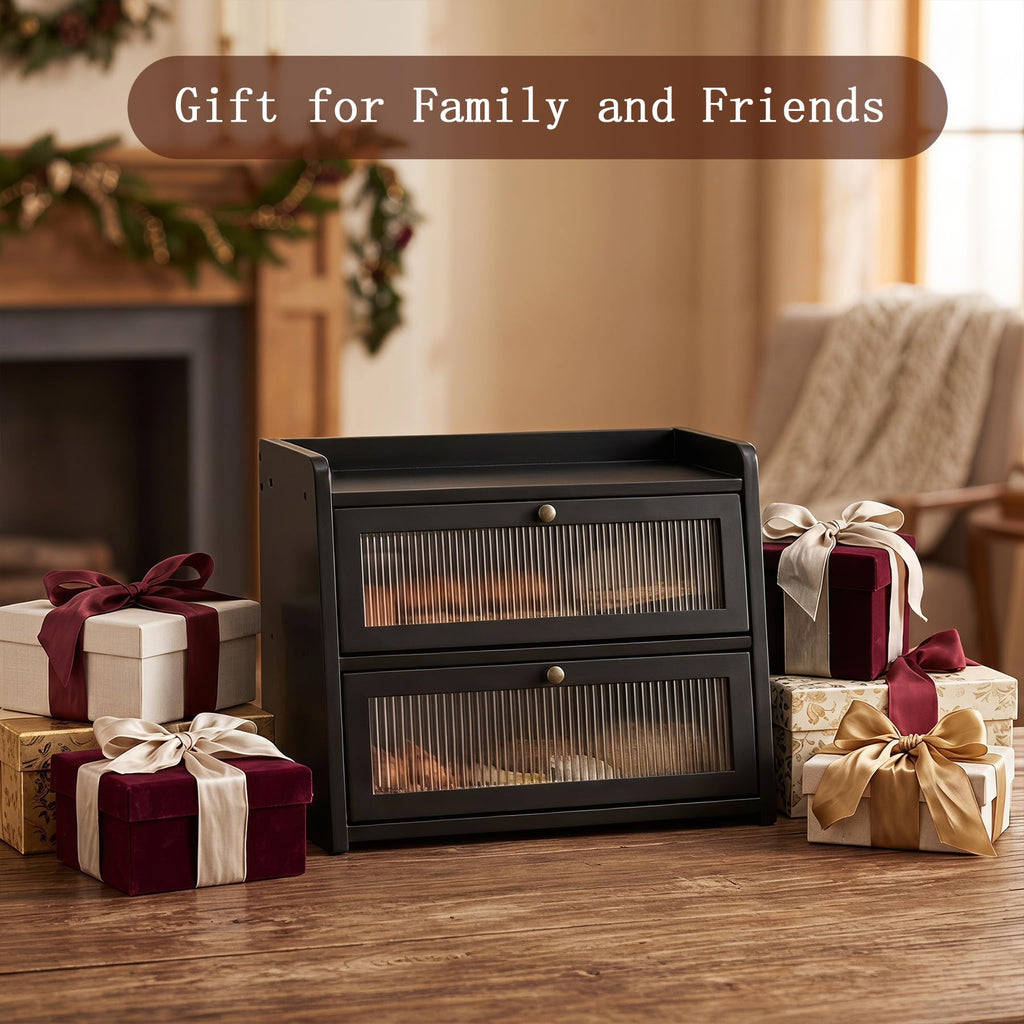 Large Bamboo Bread Box with Window L876080