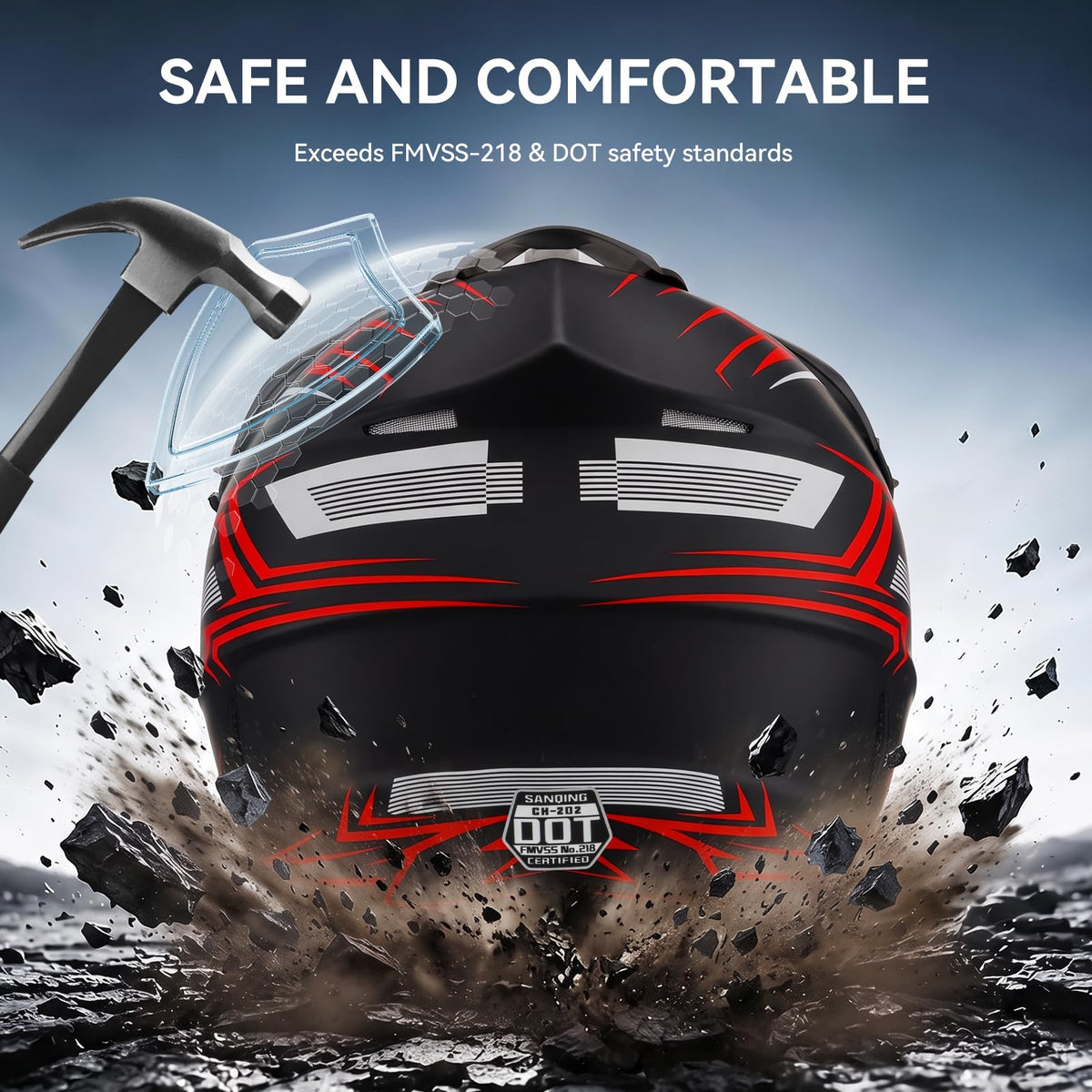 Youth Kids Full Face Motocross Helmet 4PCS Set DOT Approved Red XL D5656