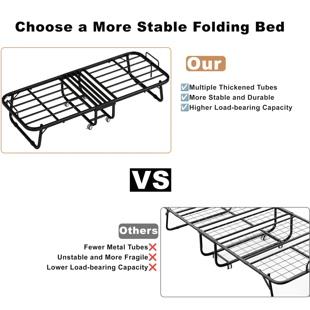 Folding Rollaway Guest Bed with 5" Memory Foam Mattress, Twin Size Y9332