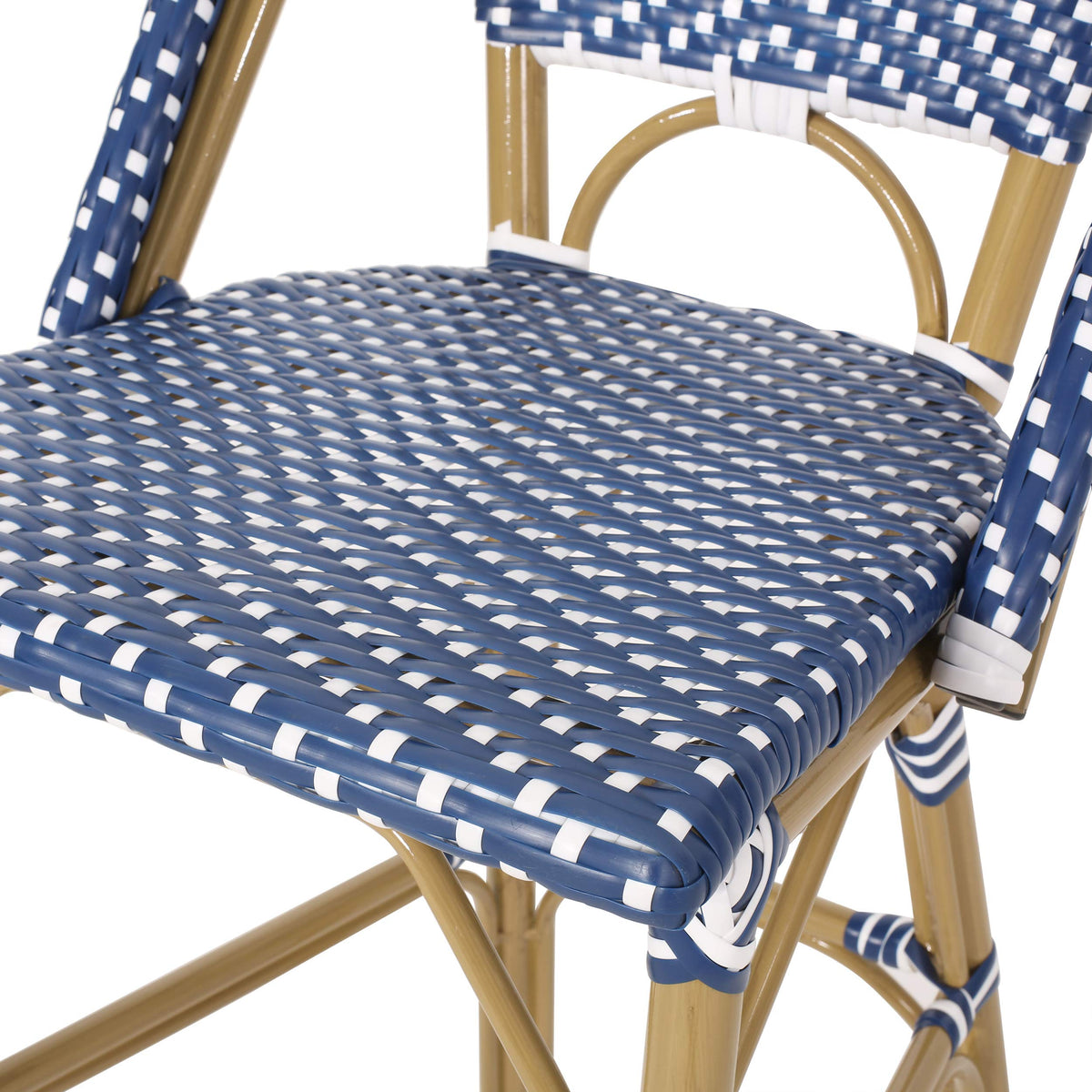 Teal Blue Wicker Rattan Bar Stools Set of 2 Aluminum Frame P22139