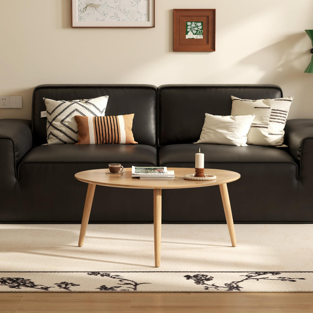Oval Solid Oak Wood Coffee Table V73892