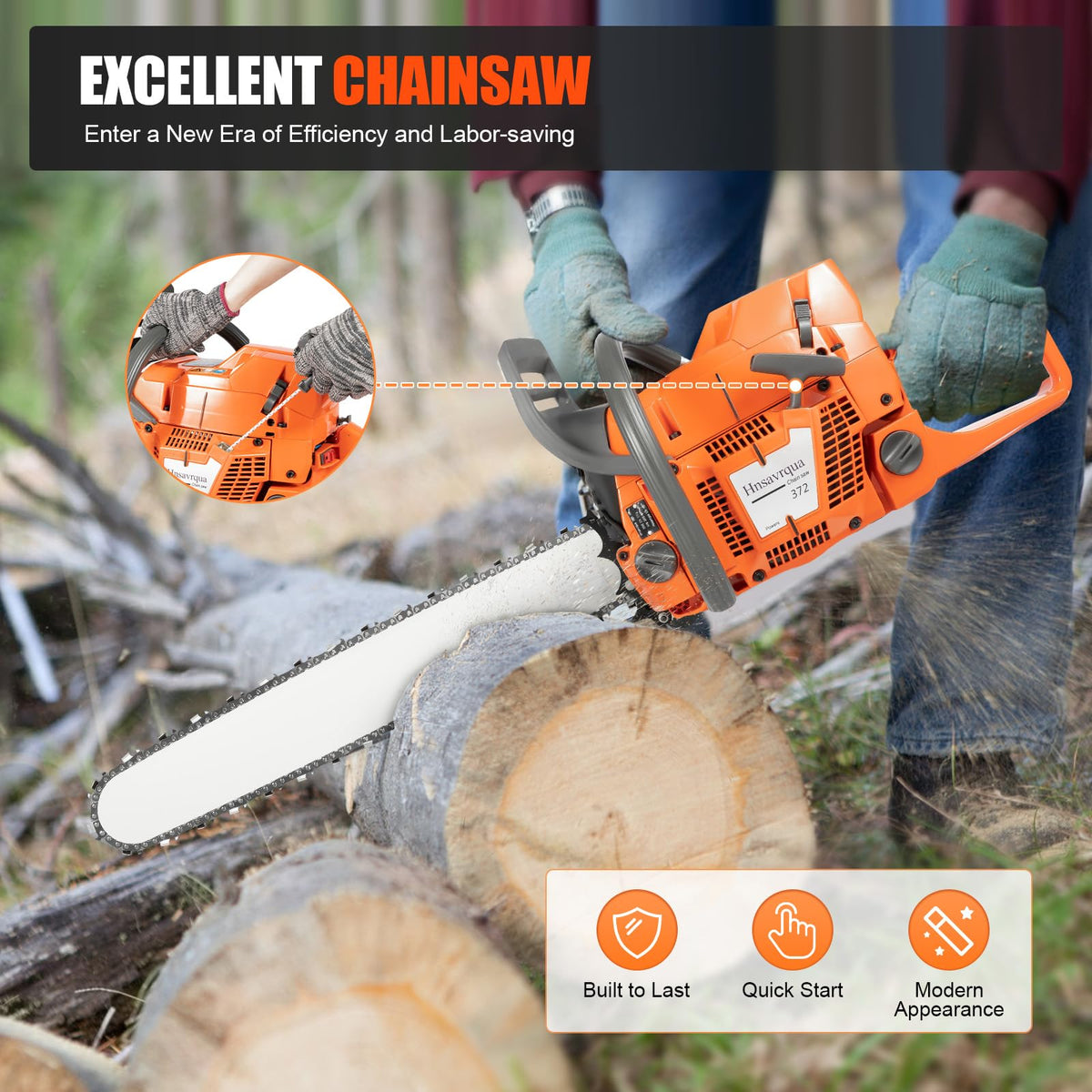 72CC Gas Chainsaw 2 Stroke 24'' Guide Board H649345