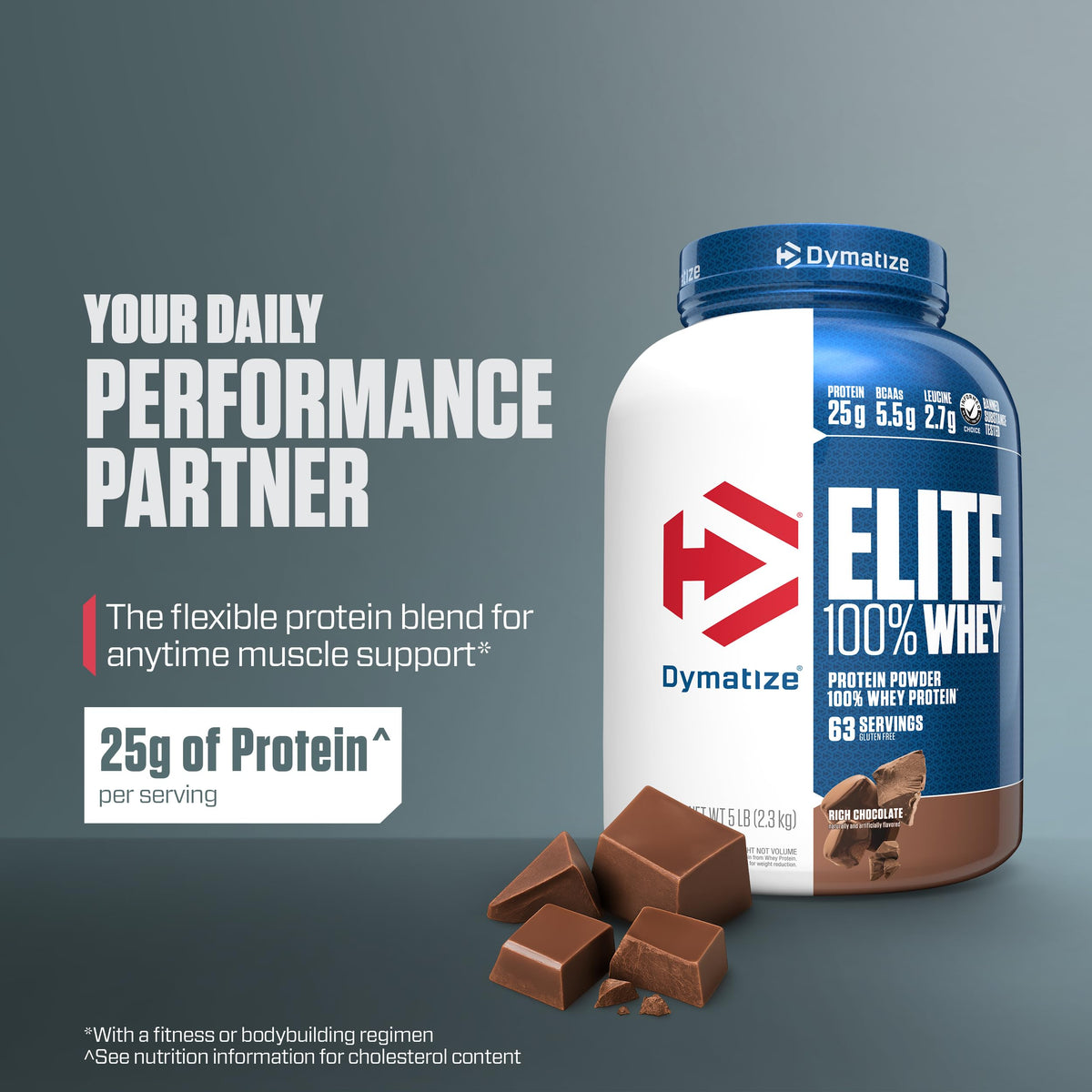 100% Whey Protein Powder, 25g Protein, Rich Chocolate, 5 Pound G7189