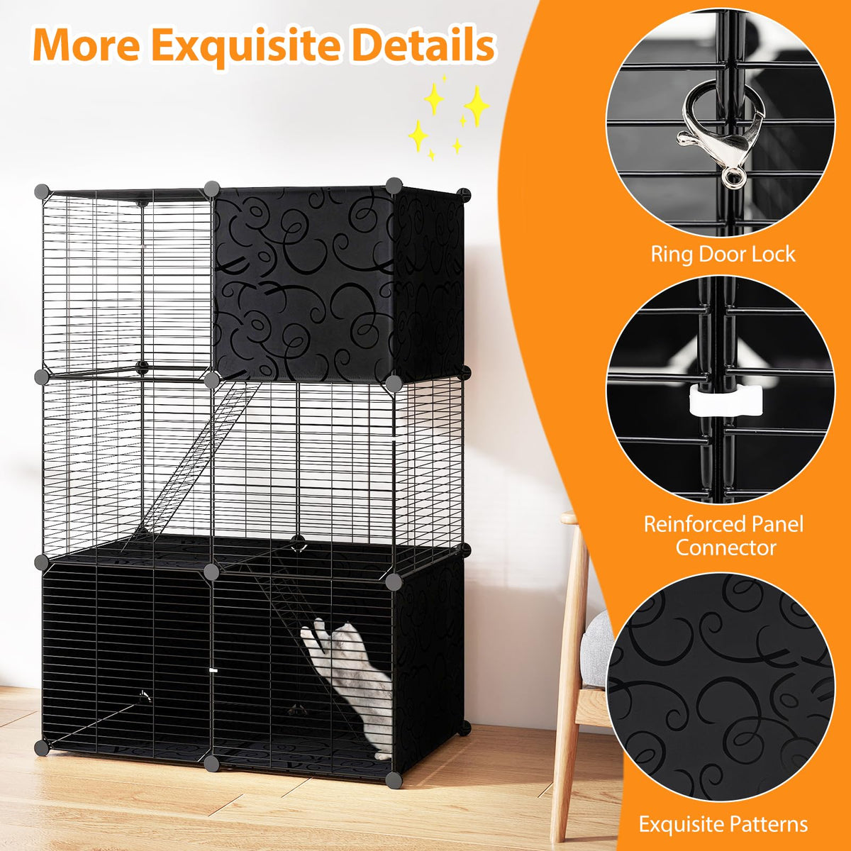 3-Tier Detachable Metal Wire Cat Cage G798