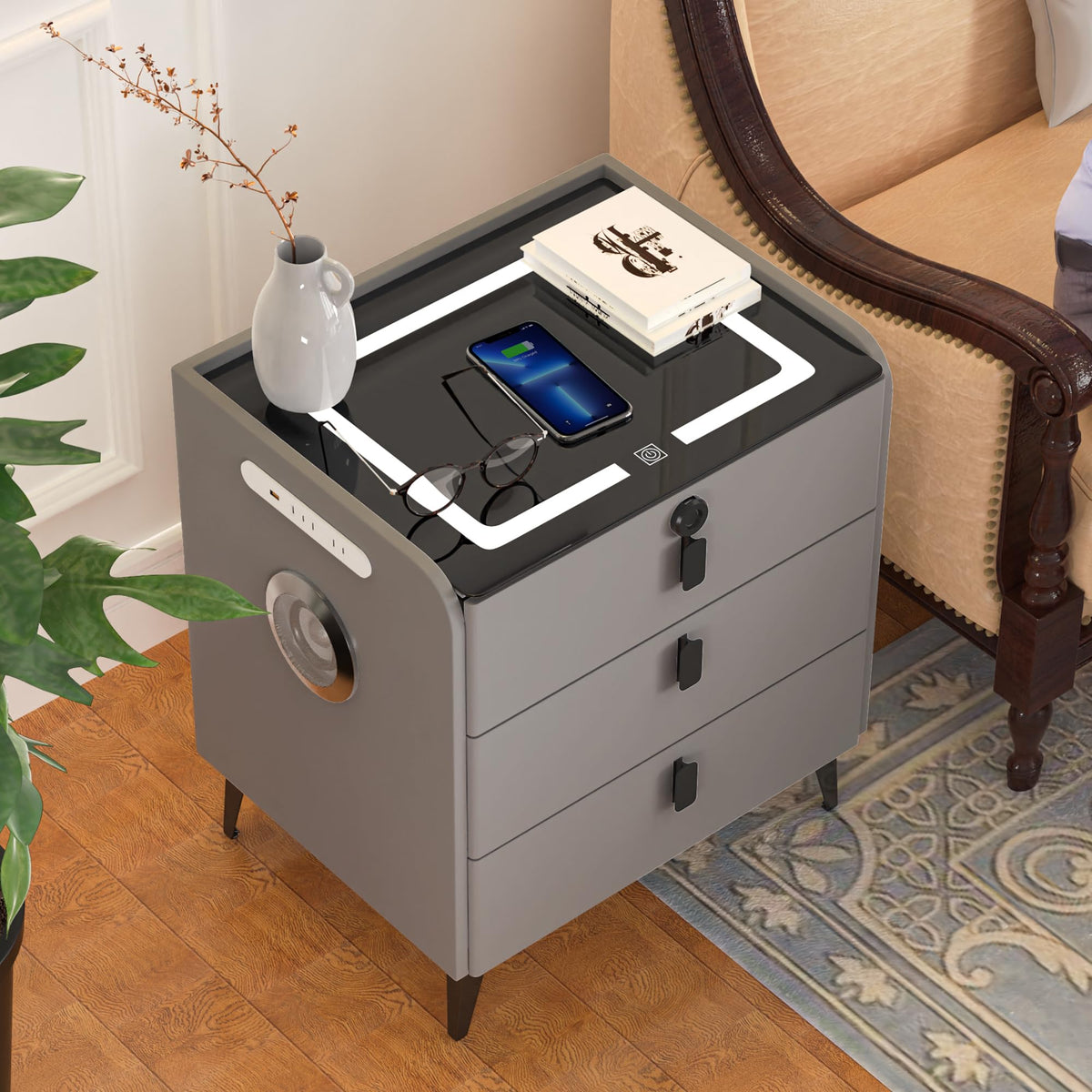 Fingerprint Lock Drawer Nightstand G78335