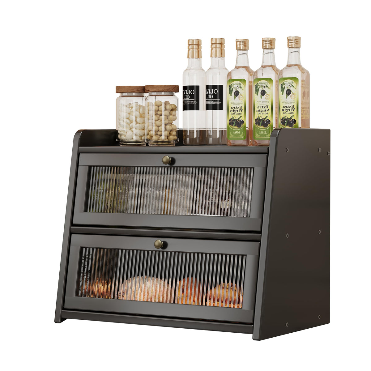 Large Bamboo Bread Box with Window L876080