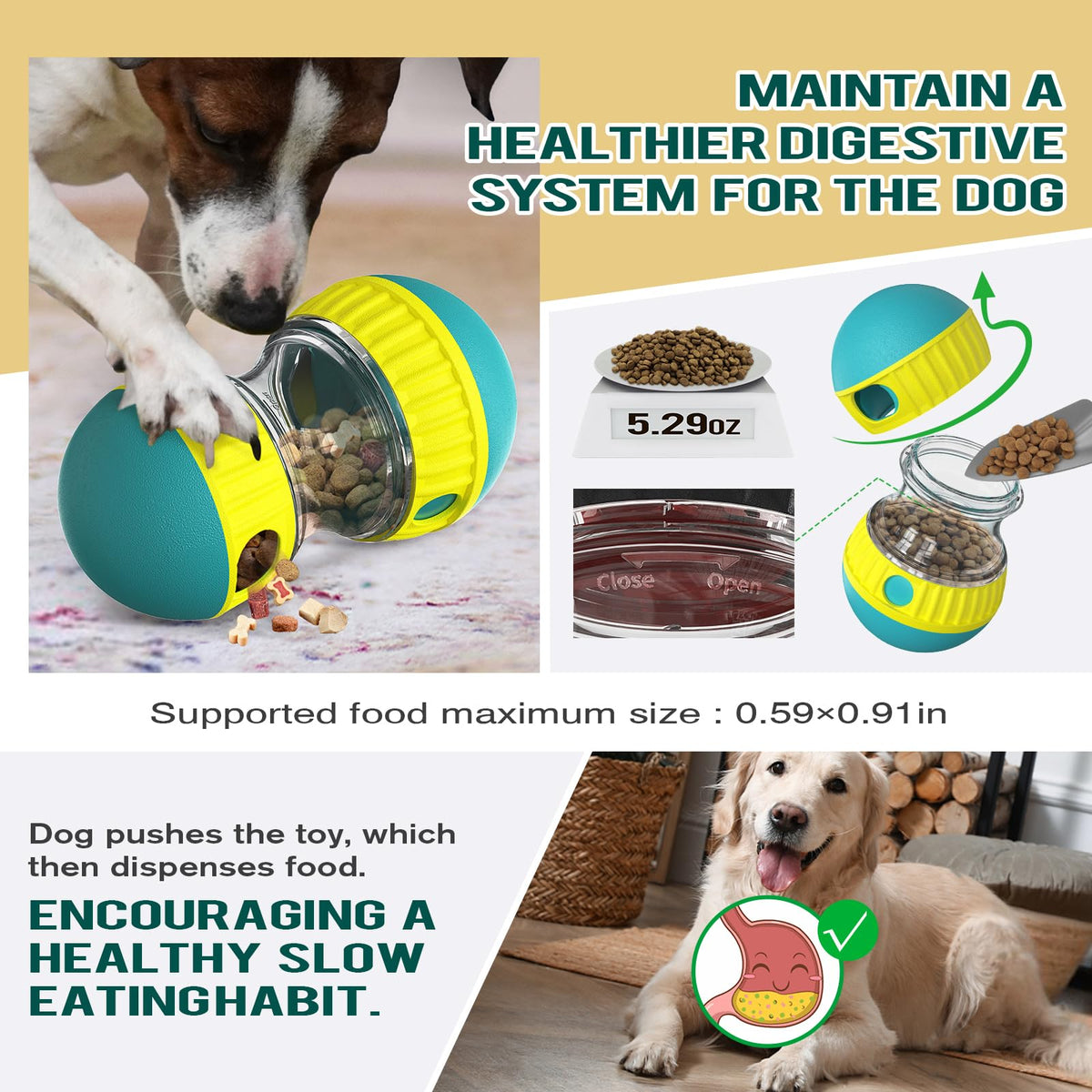 Adjustable Treat Dispensing Dog Puzzle Toy Q492