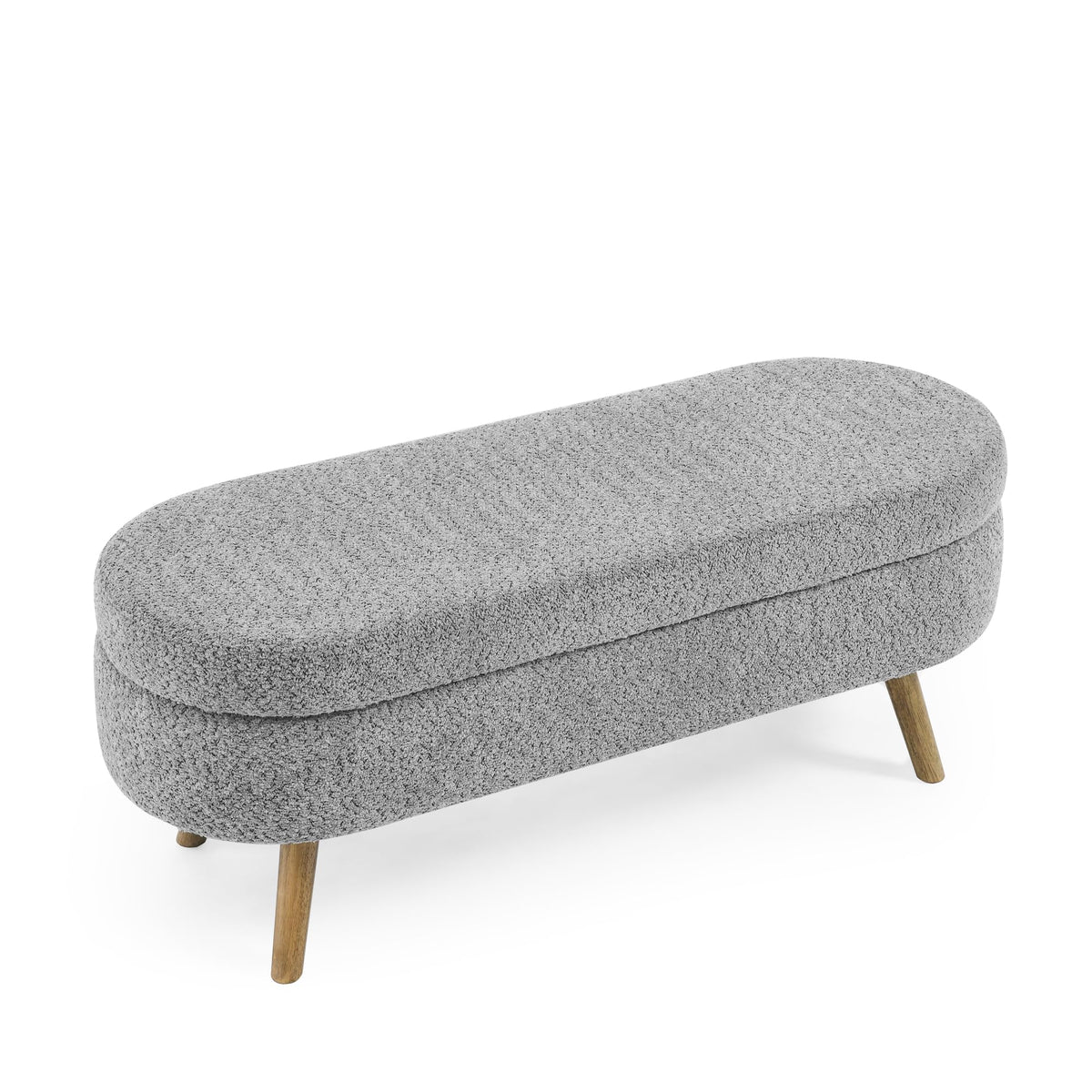 Oval Storage Bench with Rubber Wood Legs Gray E977