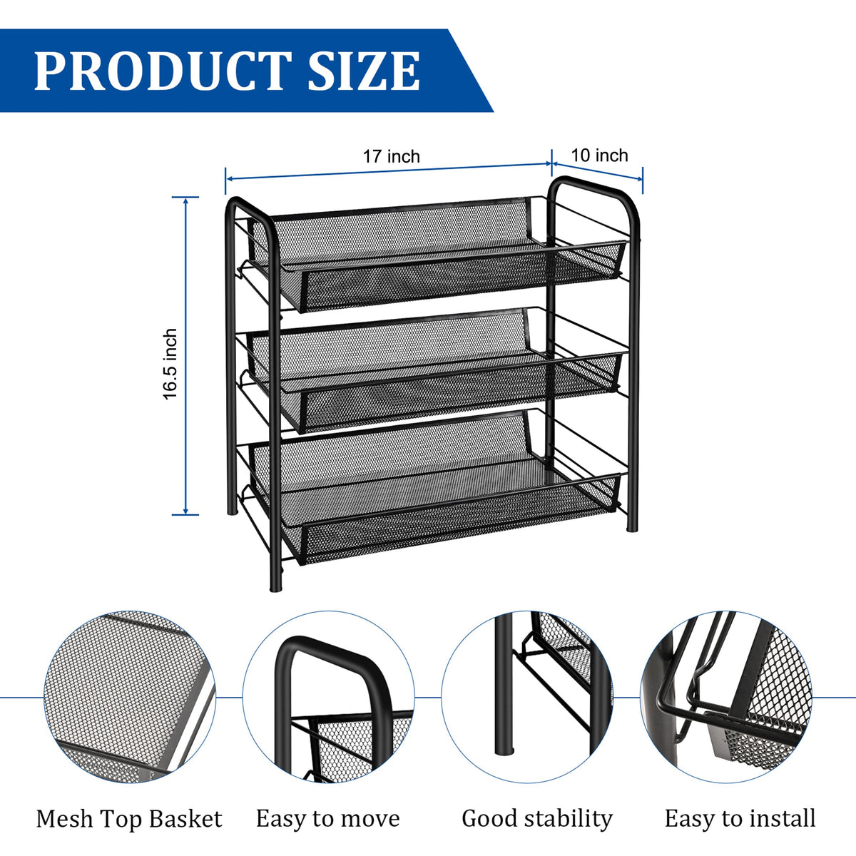 3 Tier Rectangular Metal Fruit Basket N133221